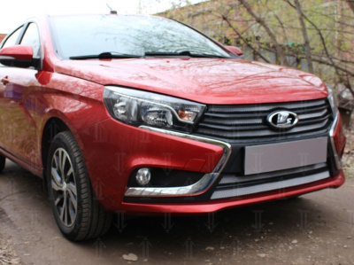 LADA (ВАЗ) Vesta (15–) Защита радиатора, хром, верх (4 части)